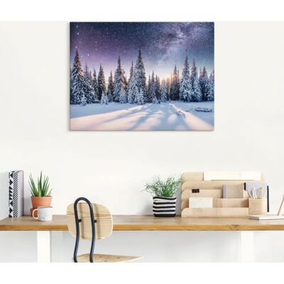 ARTLAND Blau Winterwald Wandbild - Landschaft Leinwand & Alu-Dibond - 120x90cm ARTLAND Blau Winterwald Wandbild - Landschaft Leinwand & Alu-Dibond - 120x90cm