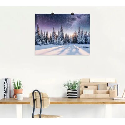 ARTLAND - Tannenwald im Schnee vorm Sternenhimmel - 60x45 cm - Poster ARTLAND - Tannenwald im Schnee vorm Sternenhimmel - 60x45 cm - Poster