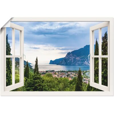ARTland - Gardasee durchs weiße Fenster - Wall art ARTland - Gardasee durchs weiße Fenster - Wall art