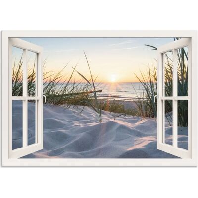 ARTLAND Beige Modell - Meerblick durchs Fenster Wandkunst ARTLAND Beige Modell - Meerblick durchs Fenster Wandkunst