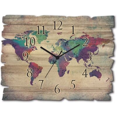 ARTland - Holzuhr bunte Weltkarte - Multicolor - Birkenholz - Wall clock ARTland - Holzuhr bunte Weltkarte - Multicolor - Birkenholz - Wall clock