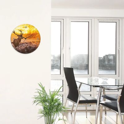 ARTLAND - Glasuhr rund Rotwild - orange - 30 cm - Clock ARTLAND - Glasuhr rund Rotwild - orange - 30 cm - Clock