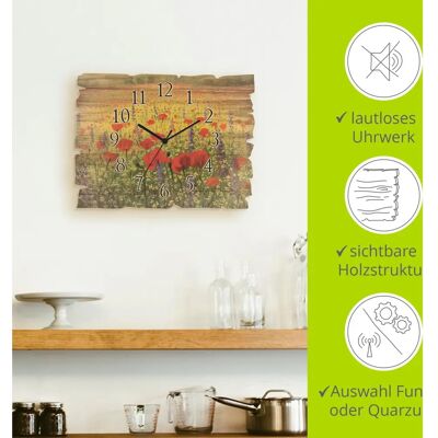 ARTland - Holzuhr Mohnblumenfeld - 40x30x0.6 cm ARTland - Holzuhr Mohnblumenfeld - 40x30x0.6 cm