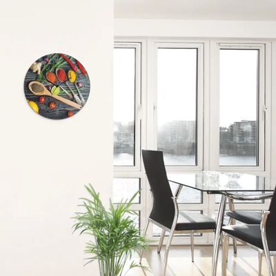 ARTLAND Runde Glasuhr mit Gewürzen - Wanduhr ARTLAND Runde Glasuhr mit Gewürzen - Wanduhr