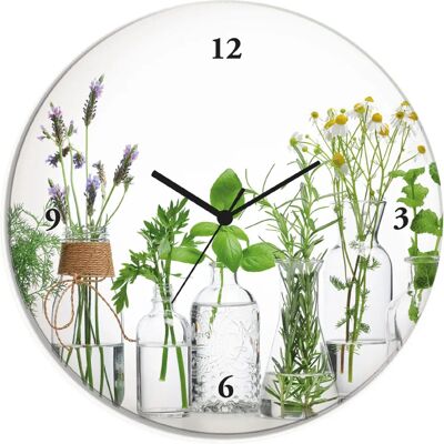 ARTLAND Grüne runde Glasuhr - Wanduhr ARTLAND Grüne runde Glasuhr - Wanduhr