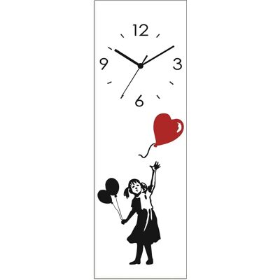 ARTLAND Schwarze Silhouette Mädchen Ballon Herz Wanduhr - Wanduhr ARTLAND Schwarze Silhouette Mädchen Ballon Herz Wanduhr - Wanduhr