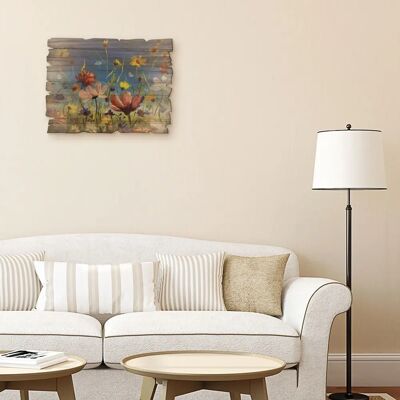 ARTLAND - Wildblumenwiese blauer Himmel - Wood wall art ARTLAND - Wildblumenwiese blauer Himmel - Wood wall art