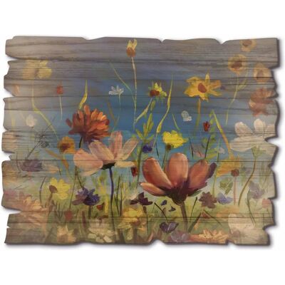 ARTLAND - Wildblumenwiese blauer Himmel - Wood wall art ARTLAND - Wildblumenwiese blauer Himmel - Wood wall art