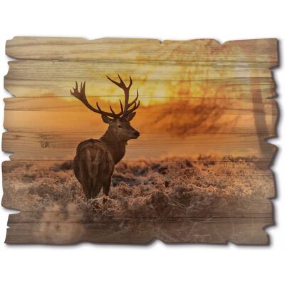 ARTLAND - Rotwild - orange - 40x30x0.6 cm - Holzbild Wall Art ARTLAND - Rotwild - orange - 40x30x0.6 cm - Holzbild Wall Art