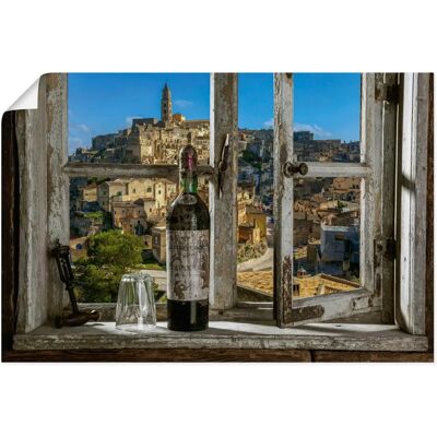 ARTland Blick aus dem Fenster Matera, Italien - 60x40 cm - Grau - Alu-Dibond - Wandbild ARTland Blick aus dem Fenster Matera, Italien - 60x40 cm - Grau - Alu-Dibond - Wandbild
