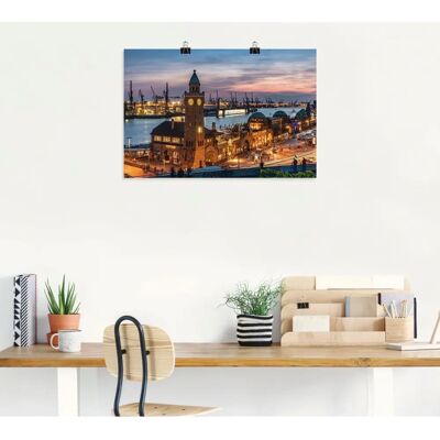ARTland - Landungsbrücken Hamburg - Orange - 60x40 cm - Wandkunst ARTland - Landungsbrücken Hamburg - Orange - 60x40 cm - Wandkunst