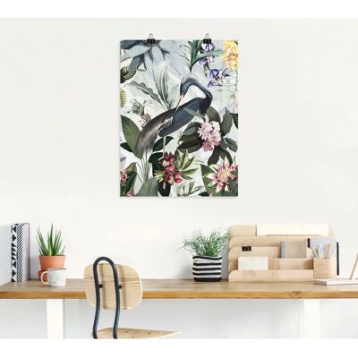 ARTLAND - Vintage Kranich - 30x40 cm - Grau - Wandbild ARTLAND - Vintage Kranich - 30x40 cm - Grau - Wandbild