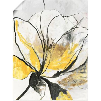 ARTLAND - Umrissenes Blumenmuster I gelbe Version - Wandbild ARTLAND - Umrissenes Blumenmuster I gelbe Version - Wandbild