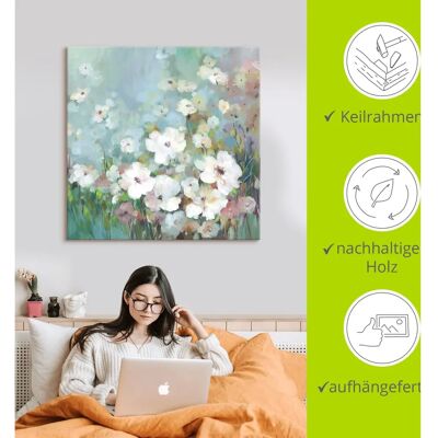 ARTLAND Grüner Blumenwiesen Leinwand Wandbild - Quadrat 100x100 cm ARTLAND Grüner Blumenwiesen Leinwand Wandbild - Quadrat 100x100 cm