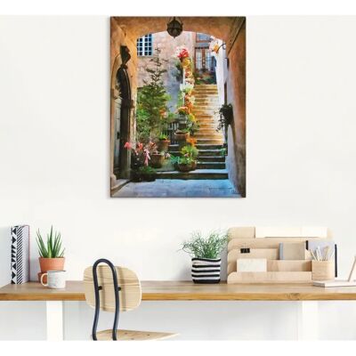 ARTland Treppe mit Blumen - 30x40 cm - Leinwandbild - Wandkunst ARTland Treppe mit Blumen - 30x40 cm - Leinwandbild - Wandkunst