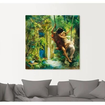 ARTLAND Grünes Paar auf Schaukel Wandbild ARTLAND Grünes Paar auf Schaukel Wandbild