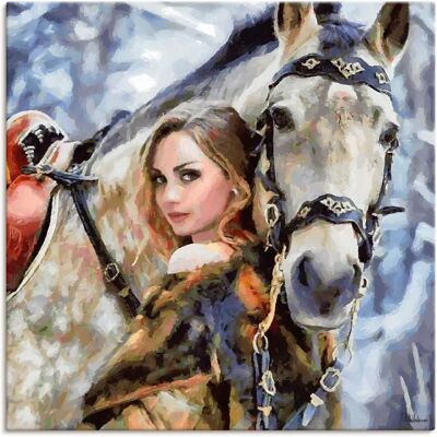 ARTLAND - Mädchen mit weißem Pferd - 30x30 cm - Leinwandbild - Wall art ARTLAND - Mädchen mit weißem Pferd - 30x30 cm - Leinwandbild - Wall art