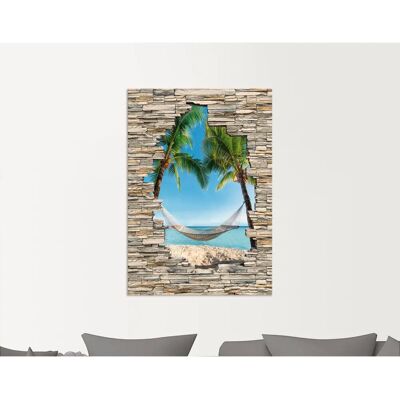 ARTLAND Palmenstrand Karibik Wandbild - 90x130cm Blau ARTLAND Palmenstrand Karibik Wandbild - 90x130cm Blau