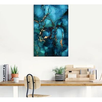 ARTLAND Lagune - Modernes Wandbild, Blau, Hochformat ARTLAND Lagune - Modernes Wandbild, Blau, Hochformat