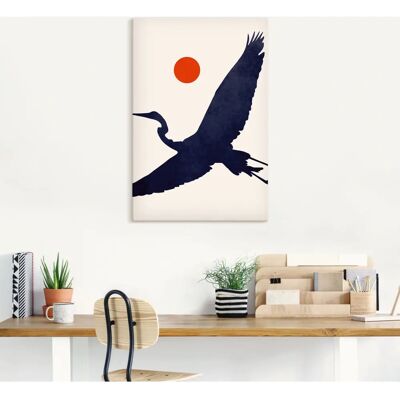 ARTLAND Kranich Leinwandbild - 60x90cm, Weiß, Hochformat ARTLAND Kranich Leinwandbild - 60x90cm, Weiß, Hochformat