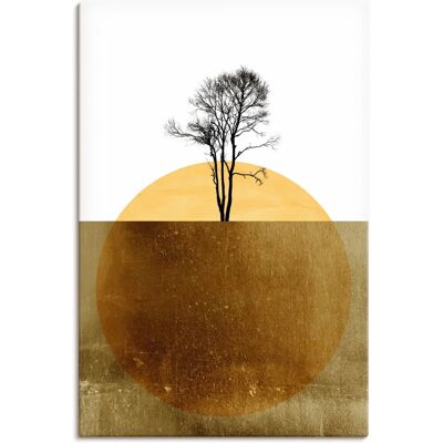 ARTLAND Goldener Ozean Wandbild - 60x90cm - Leinwand & Aluminium ARTLAND Goldener Ozean Wandbild - 60x90cm - Leinwand & Aluminium
