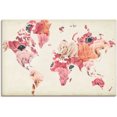 ARTLAND Erde lacht in Blumen Leinwandbild - Land & Weltkarte 90x60cm ARTLAND Erde lacht in Blumen Leinwandbild - Land & Weltkarte 90x60cm