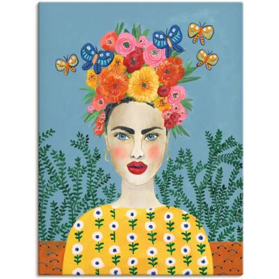 ARTLAND Frida-Kopfschmuck I Leinwand Wandbild - Zeitgenössisch, 90x120cm ARTLAND Frida-Kopfschmuck I Leinwand Wandbild - Zeitgenössisch, 90x120cm