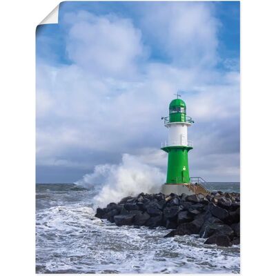 ARTland - Mole an der Ostseeküste in Warnemünde - Blau - 60x80 cm - Wandbild Druck ARTland - Mole an der Ostseeküste in Warnemünde - Blau - 60x80 cm - Wandbild Druck
