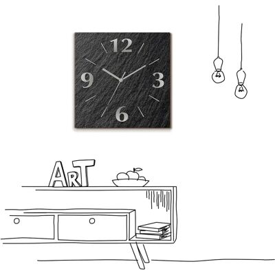 ARTLAND - Schiefer - Schwarz - 30x30 cm - Wanduhr ARTLAND - Schiefer - Schwarz - 30x30 cm - Wanduhr