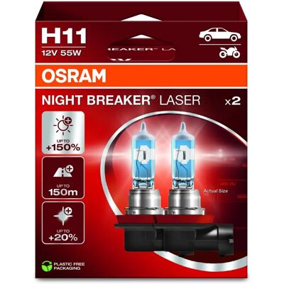 OSRAM Night Breaker Laser H11 - Leistungsstarke Halogenlampe OSRAM Night Breaker Laser H11 - Leistungsstarke Halogenlampe