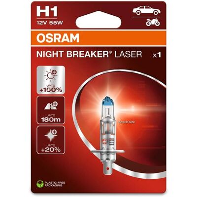 Osram Night Breaker Laser H1 Glühlampe - Helles Licht mit Laser-Technologie Osram Night Breaker Laser H1 Glühlampe - Helles Licht mit Laser-Technologie