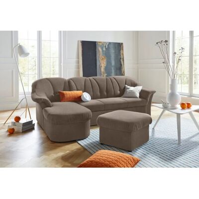 Domo collection Pegnitz L-Form Sofa - Recamiere, Polyester, Braun Domo collection Pegnitz L-Form Sofa - Recamiere, Polyester, Braun