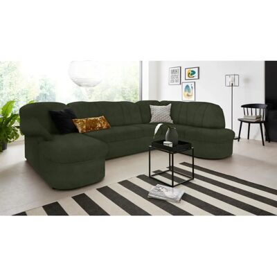 Domo Collection Pegnitz - Moderne U-Form Couch, Grün Domo Collection Pegnitz - Moderne U-Form Couch, Grün