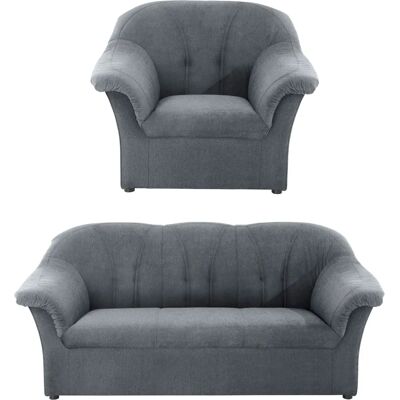 Domo Collection Pegnitz Couchgarnitur - Grau, Chenille-Optik, 3-Sitzer & Sessel Domo Collection Pegnitz Couchgarnitur - Grau, Chenille-Optik, 3-Sitzer & Sessel