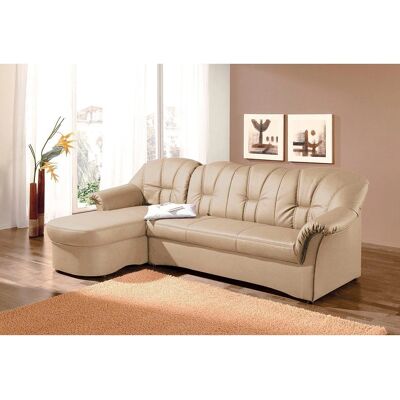 Domo Collection Papenburg Sofa - Mikrofaser Beiget L-Form mit Schlaffunktion Domo Collection Papenburg Sofa - Mikrofaser Beiget L-Form mit Schlaffunktion