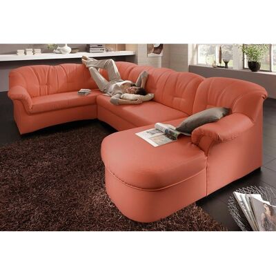 Domo Collection Papenburg U-Form Sofa - Microfaser Couch in Terrakotta Domo Collection Papenburg U-Form Sofa - Microfaser Couch in Terrakotta
