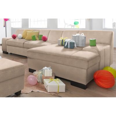Domo collection Norma L-Form beiges Sofa mit Bettfunktion Domo collection Norma L-Form beiges Sofa mit Bettfunktion