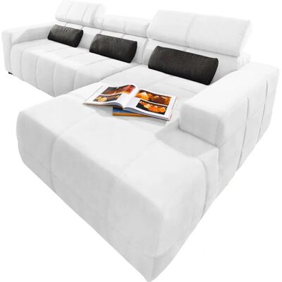 Domo Collection Brandon Großes Ecksofa - Microfaser, Weiß - Sofa Domo Collection Brandon Großes Ecksofa - Microfaser, Weiß - Sofa
