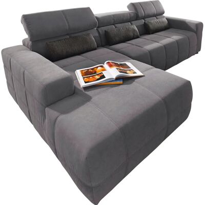 Domo Collection Brandon großes Ecksofa - Microfaser, Grau, 289x177x80 cm Domo Collection Brandon großes Ecksofa - Microfaser, Grau, 289x177x80 cm