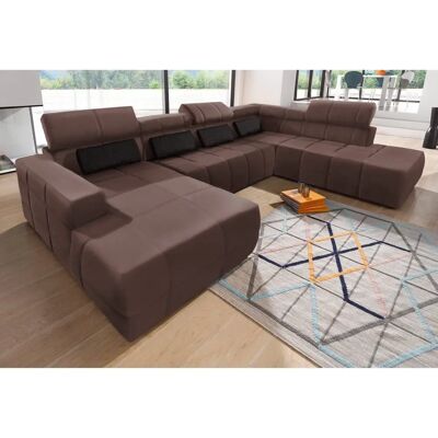 Domo Collection Brandon Couch - Verstellbare Kopfstützen, Microfaser, Recamiere links - Sofa Domo Collection Brandon Couch - Verstellbare Kopfstützen, Microfaser, Recamiere links - Sofa