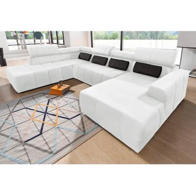 Domo Collection Brandon Sofa Weiß - Verstellbare Kopfstützen, Mikrofaser & Leder Domo Collection Brandon Sofa Weiß - Verstellbare Kopfstützen, Mikrofaser & Leder