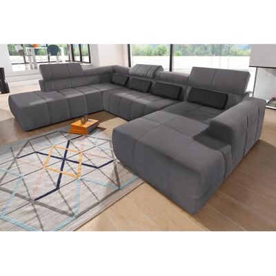 Domo Collection Brandon Sofa - Verstellbarer Kopfteil, Mikrofaser, Dunkelgrau Domo Collection Brandon Sofa - Verstellbarer Kopfteil, Mikrofaser, Dunkelgrau