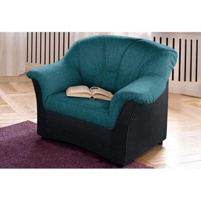 Domo Collection Flores Sessel - Mikrofaser / Leder - Schwarz / Petrol - 92cm Domo Collection Flores Sessel - Mikrofaser / Leder - Schwarz / Petrol - 92cm