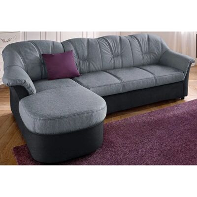 Domo Collection Flores L-Form Schlafsofa - Mikrofaser, Schwarz/Silber Domo Collection Flores L-Form Schlafsofa - Mikrofaser, Schwarz/Silber