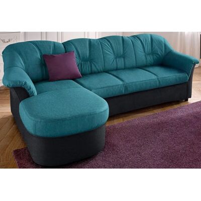 Domo Collection Flores L-Form Schlafsofa – Mikrofaser, Petrol, Schwarz Domo Collection Flores L-Form Schlafsofa – Mikrofaser, Petrol, Schwarz