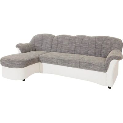 Domo Collection Flores Ecksofa - L-Form, Weiß/Grau Kunstleder Domo Collection Flores Ecksofa - L-Form, Weiß/Grau Kunstleder