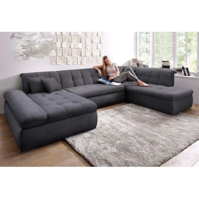 Domo Collection NMoric XXL-Grau Microfaser Sofa - Wohnlandschaft Domo Collection NMoric XXL-Grau Microfaser Sofa - Wohnlandschaft