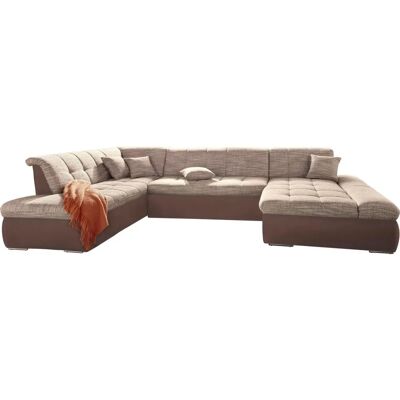 Domo collection Moric Beige-Braun Sofa - U-Form mit Bett & Armteil Domo collection Moric Beige-Braun Sofa - U-Form mit Bett & Armteil