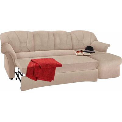 Domo Collection Elva L-Form Sofa - Microfaser Beige, Mit Bettfunktion Domo Collection Elva L-Form Sofa - Microfaser Beige, Mit Bettfunktion