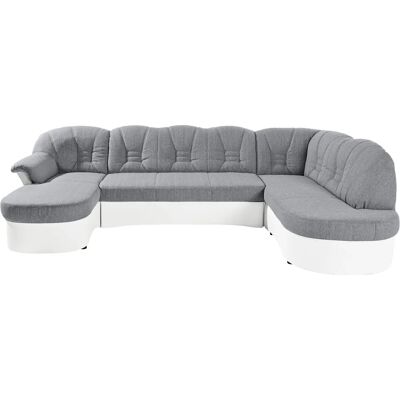 Domo Collection Elva U-Form Sofa - Mikrofas, Weiß, Links Recamiere Domo Collection Elva U-Form Sofa - Mikrofas, Weiß, Links Recamiere